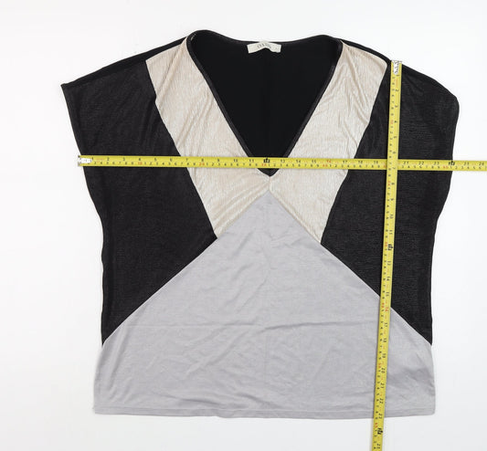 Oasis Women’s Multicoloured V-Neck Colourblock Sleeveless Blouse Size L