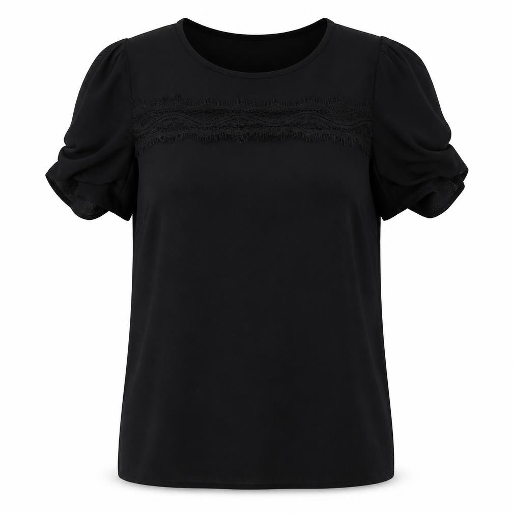 Next Women Black Puff Sleeve Blouse Size 16 Short Sleeve