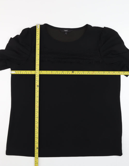 Next Women Black Puff Sleeve Blouse Size 16 Short Sleeve