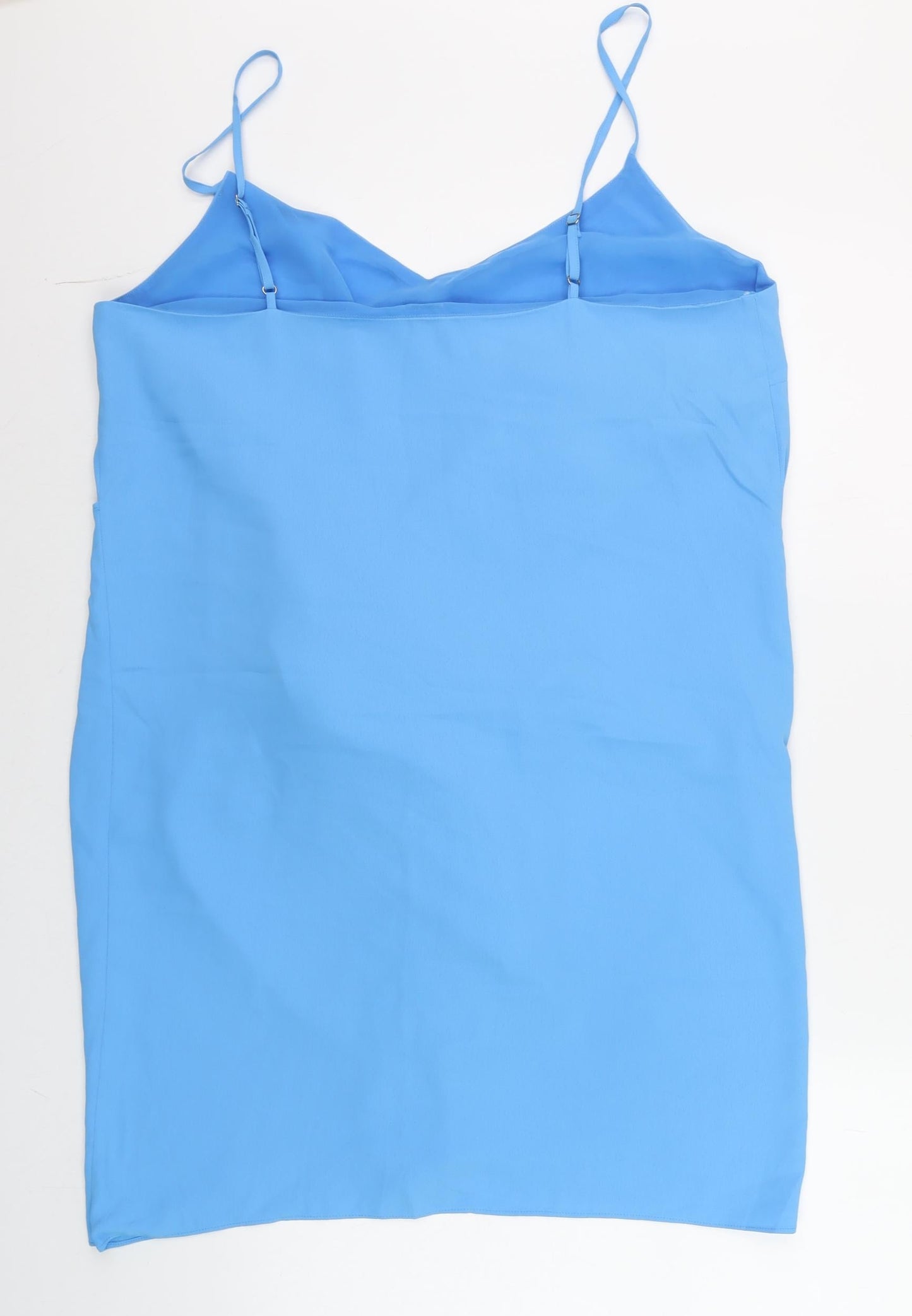 River Island Women’s Blue Slip Dress Size 16 V-Neck Knot Detail