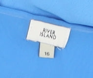 River Island Women’s Blue Slip Dress Size 16 V-Neck Knot Detail