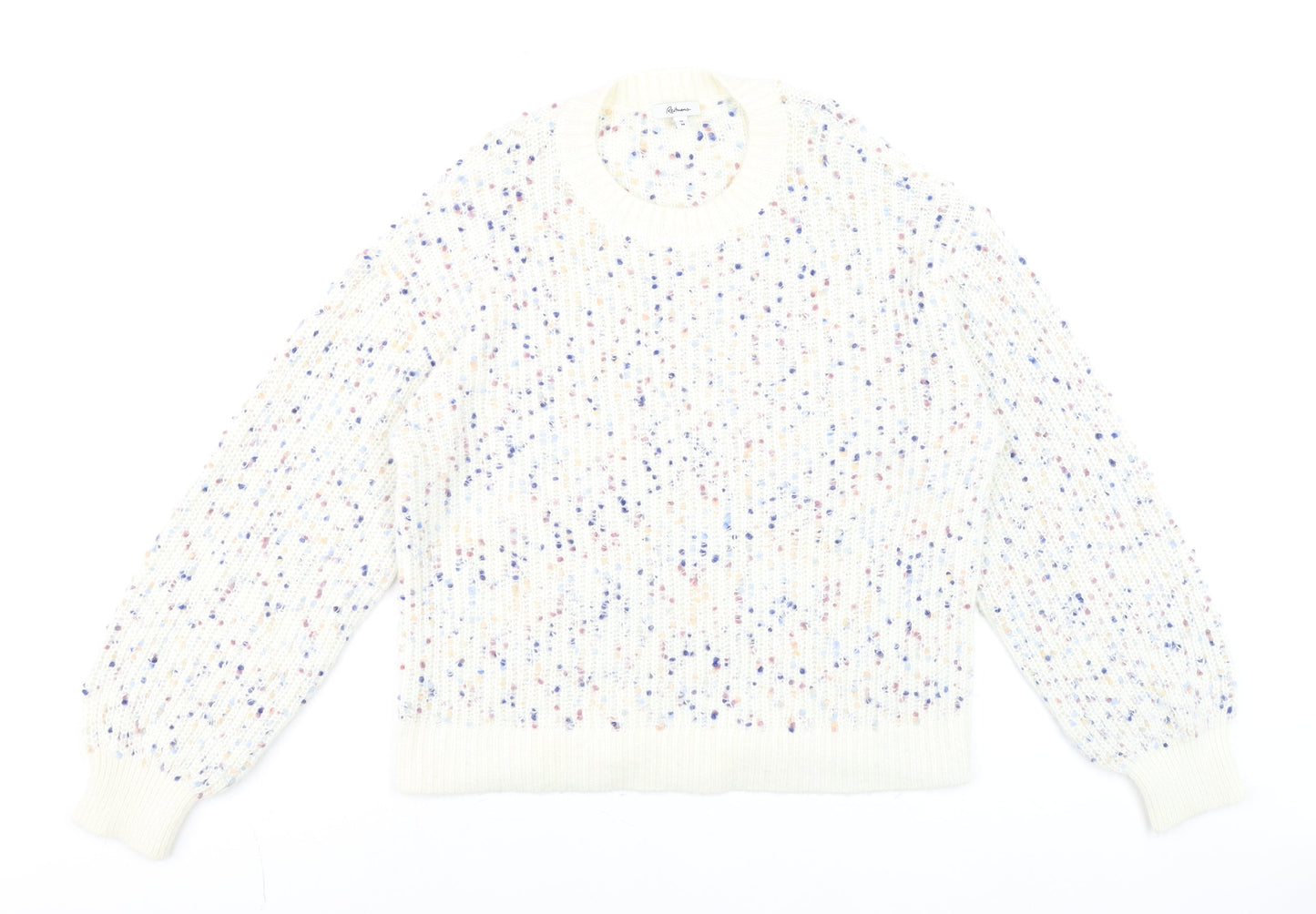 Reitmans Womens Ivory Chunky Knit Speckled Pullover Jumper Size M