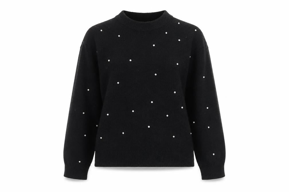 H&M Women's Black Beaded Crew Neck Knit Jumper XS