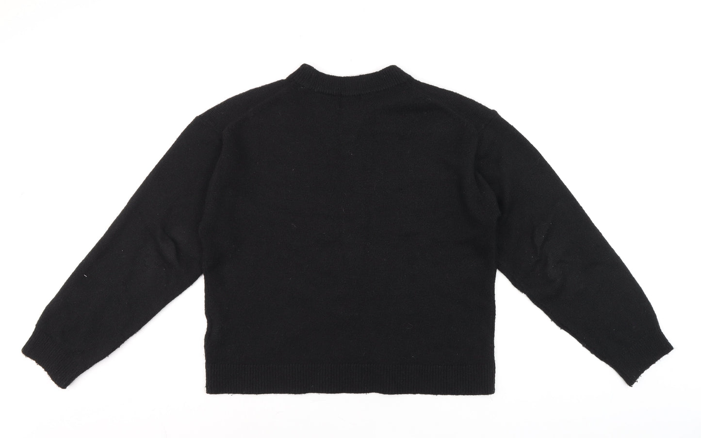 H&M Women's Black Beaded Crew Neck Knit Jumper XS