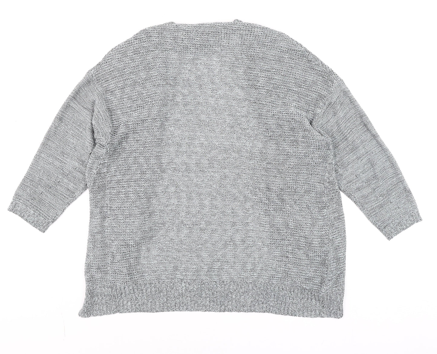 Mango Women’s Grey Knit Cardigan Size S Open Front Pockets Casual