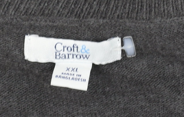 Croft & Barrow Men's Grey Argyle Cardigan 2XL Acrylic Knit