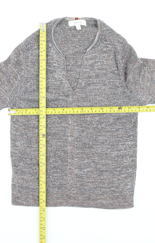 Marks and Spencer Per Una Women's Multicoloured Knit V-Neck Top Size 10