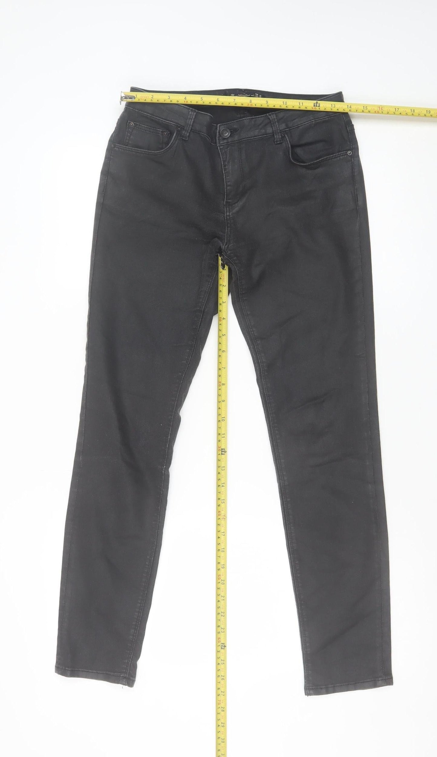 Zara Woman Black Skinny Jeans Women's Size 12 Stretch Denim