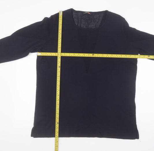 That's Me Women's Black V-Neck Long Sleeve Pullover Jumper Size 16