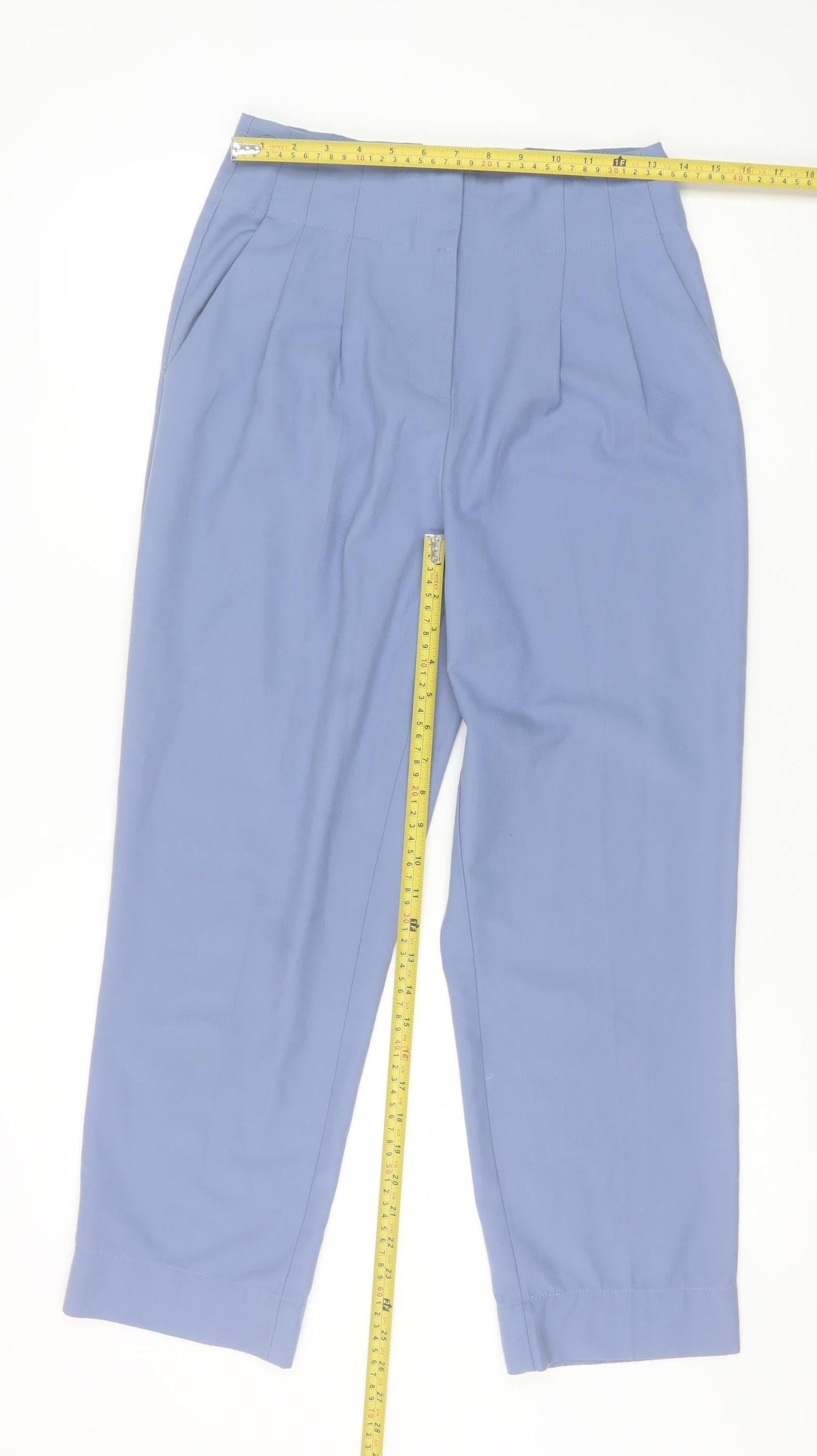 Y.A.S Womens Blue High Rise Pleated Tapered Trousers Size M