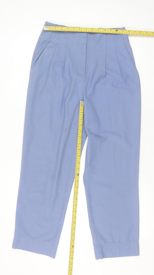 Y.A.S Womens Blue High Rise Pleated Tapered Trousers Size M