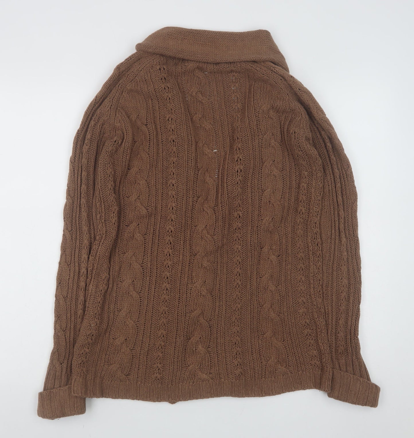 Zara Knit Women Brown Cable-Knit Cardigan Size S Long Sleeve