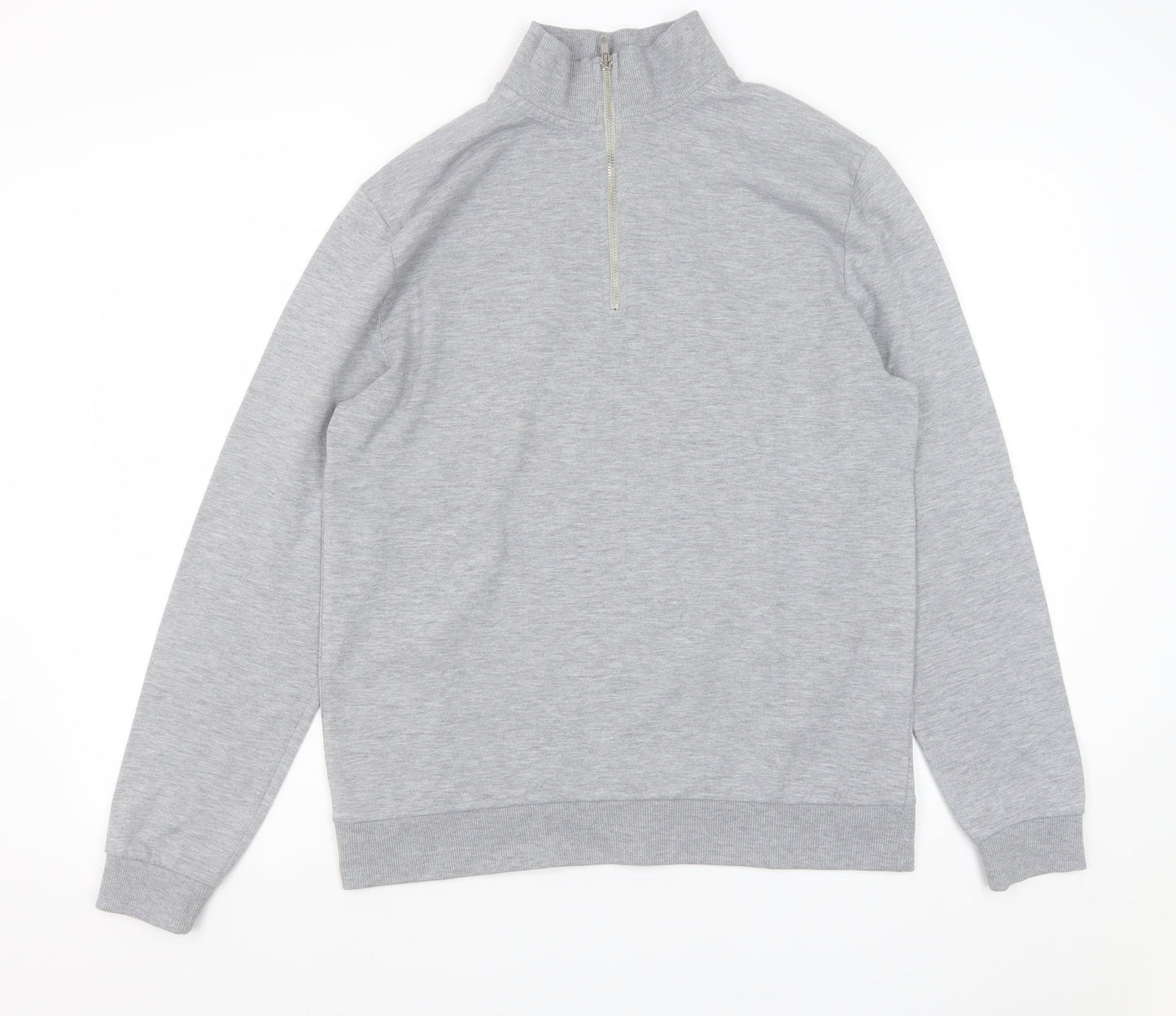 ASOS Men's Grey 1/4 Zip Sweatshirt Medium Regular Fit