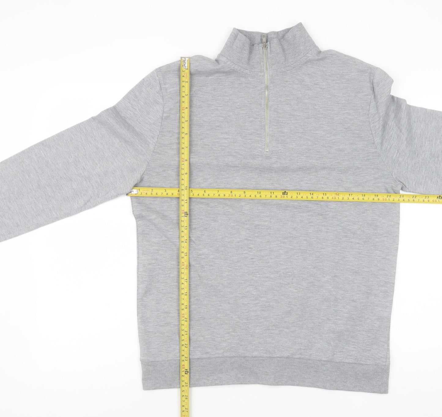ASOS Men's Grey 1/4 Zip Sweatshirt Medium Regular Fit