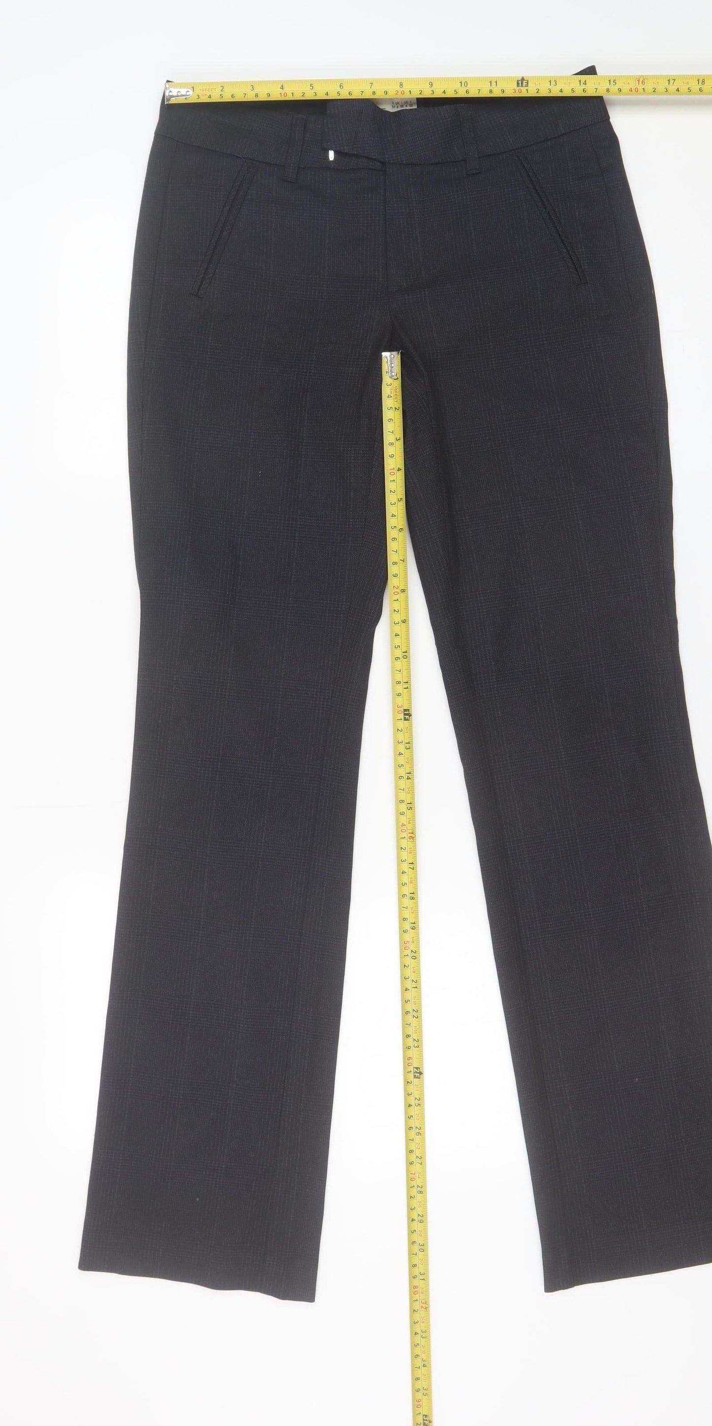 Esprit Mens Black Regular Fit Dress Trousers Size 34L Polyester Blend