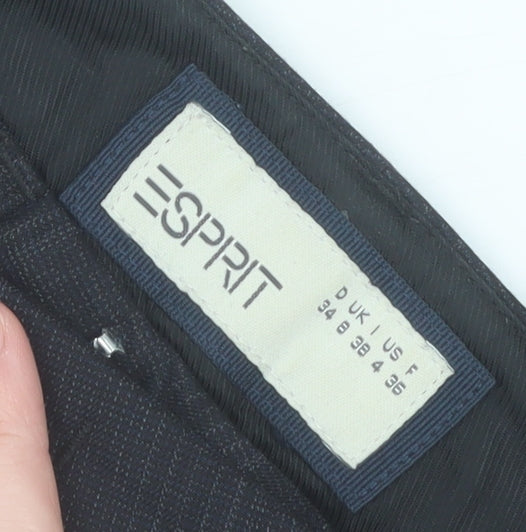 Esprit Mens Black Regular Fit Dress Trousers Size 34L Polyester Blend