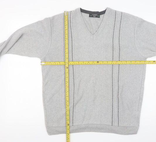 Dunnes Mens Grey Medium V-Neck Cotton Blend Jumper
