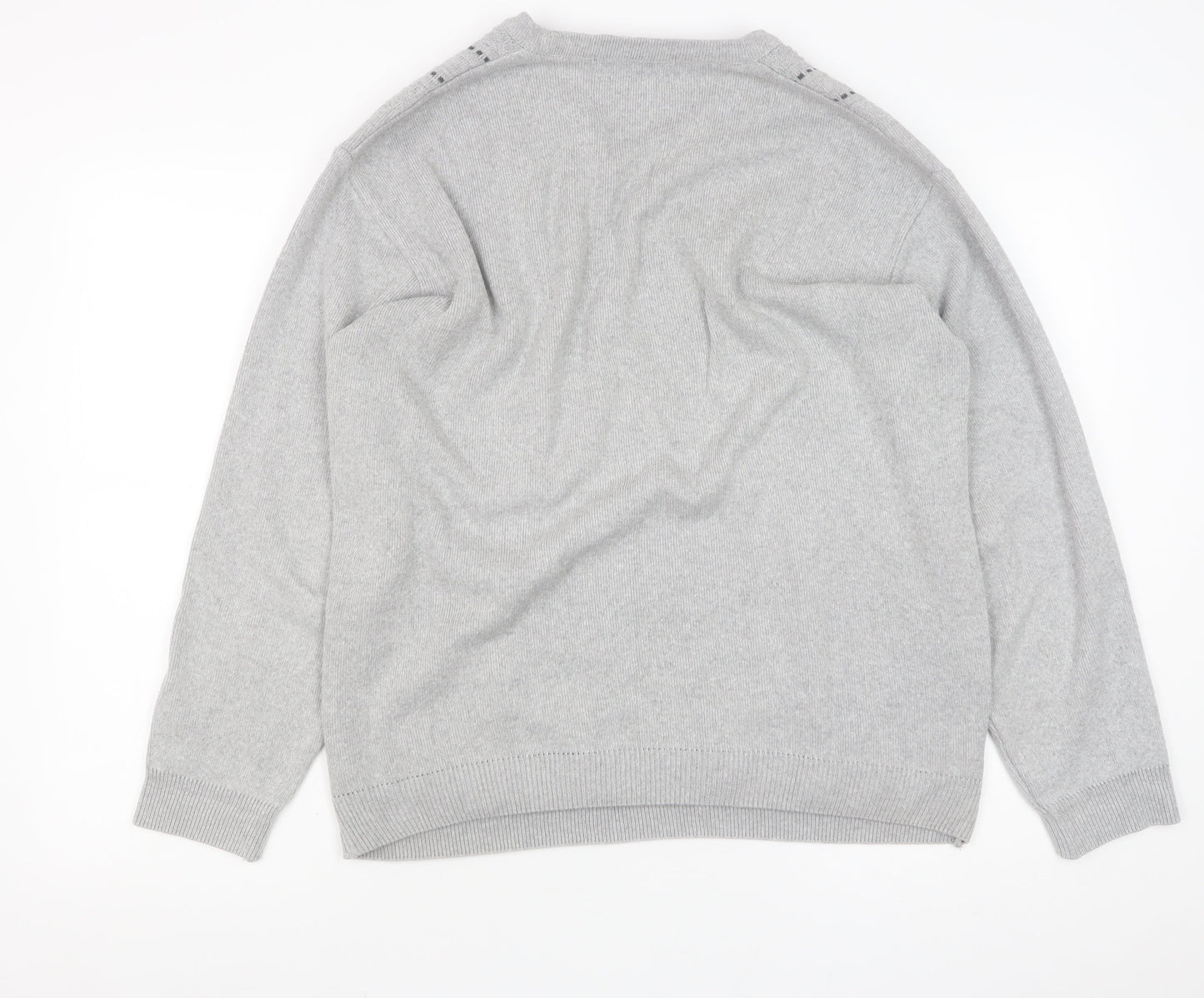 Dunnes Mens Grey Medium V-Neck Cotton Blend Jumper
