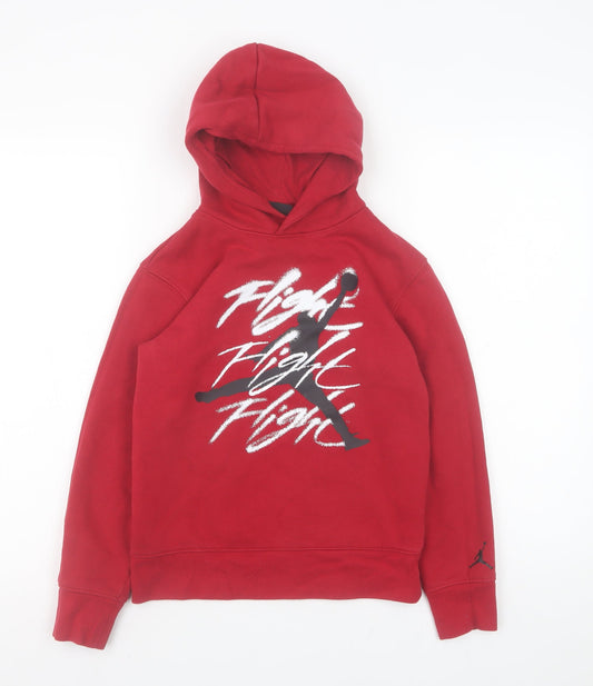 Jordan Boys Red Pullover Hoodie 8-10 Years Fleece Graphic Hooded Sweatshirt