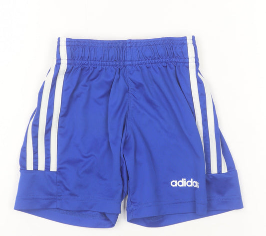 Adidas Boys Blue 5-6 Years Athletic Football Shorts Polyester