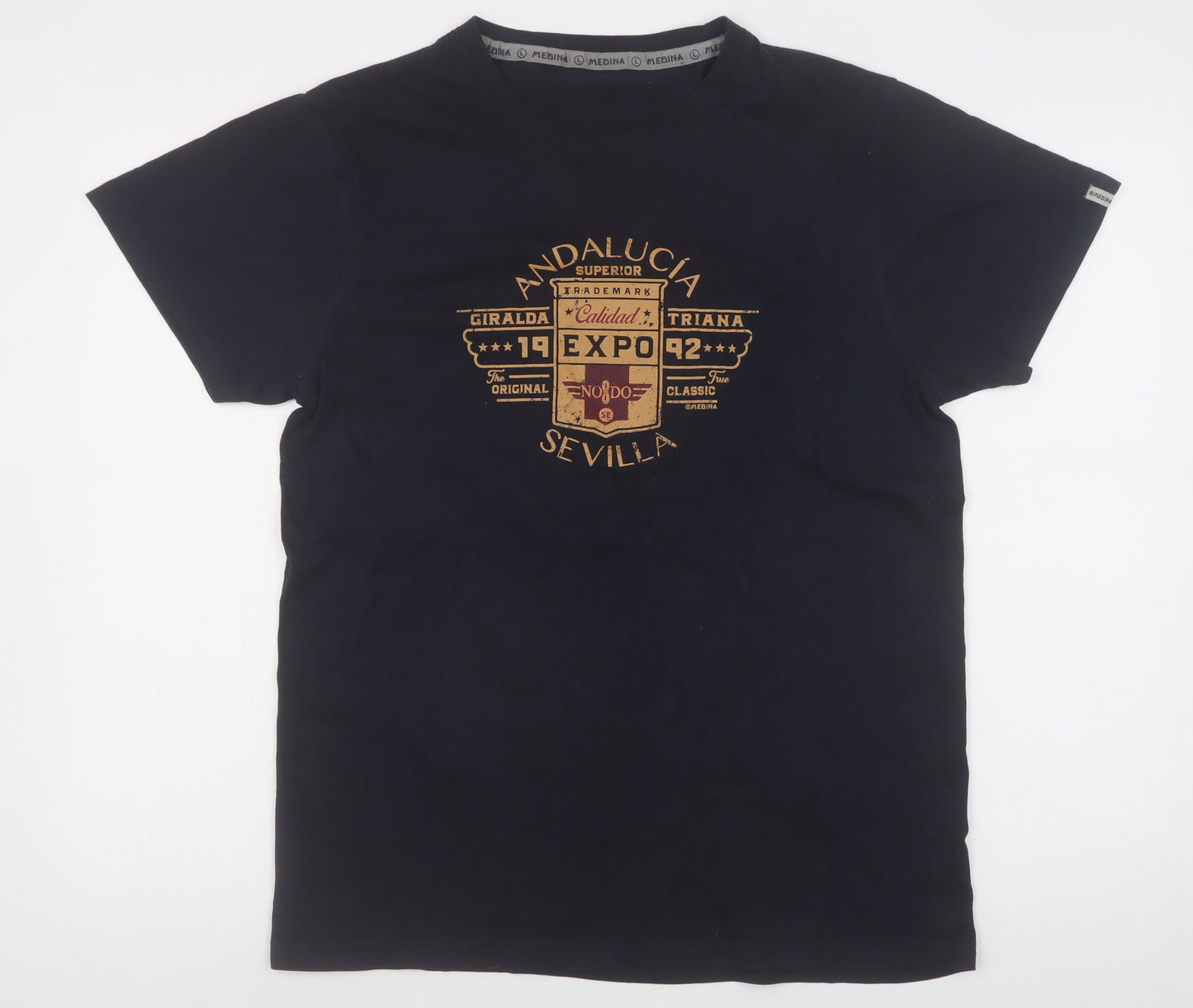 Artesanias Medina Men's Black Andalucia Sevilla Graphic T-Shirt L