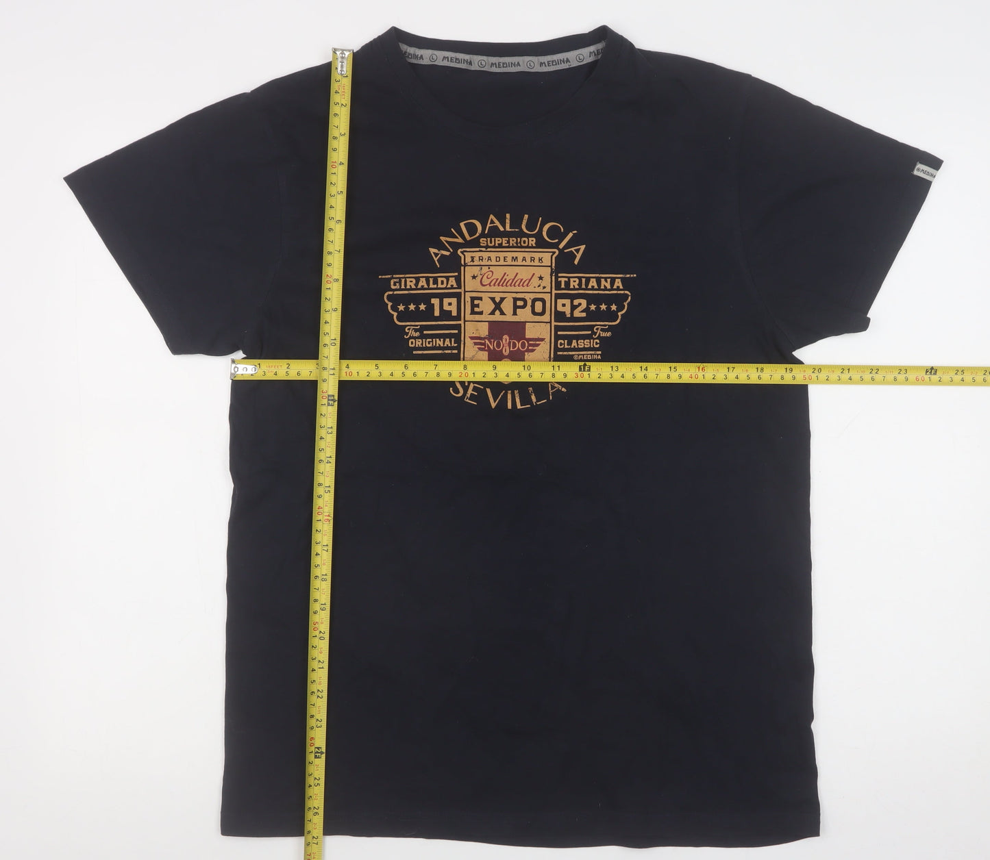 Artesanias Medina Men's Black Andalucia Sevilla Graphic T-Shirt L