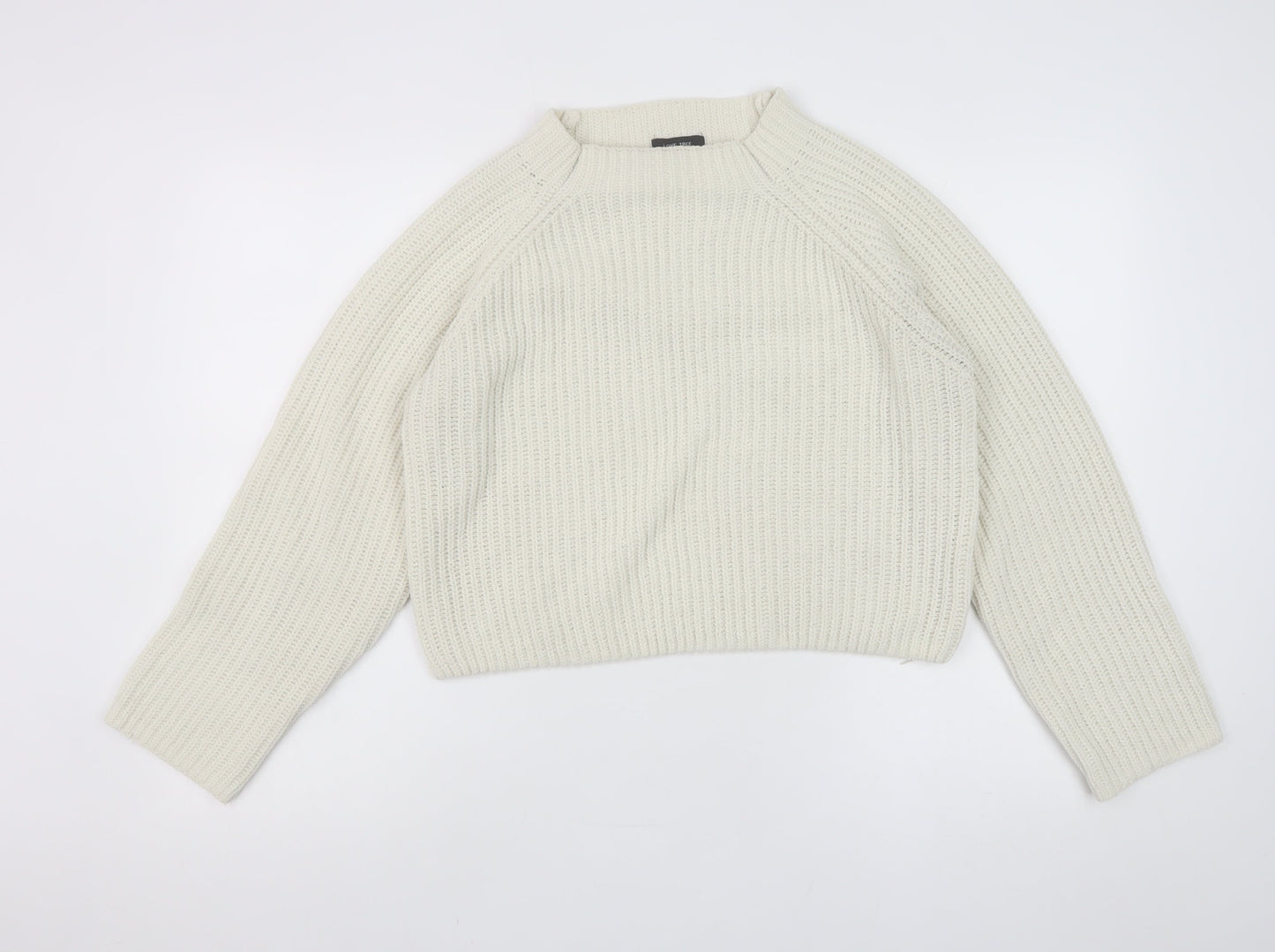 Love Tree Women Ivory Chunky-Knit High Neck Pullover Jumper M