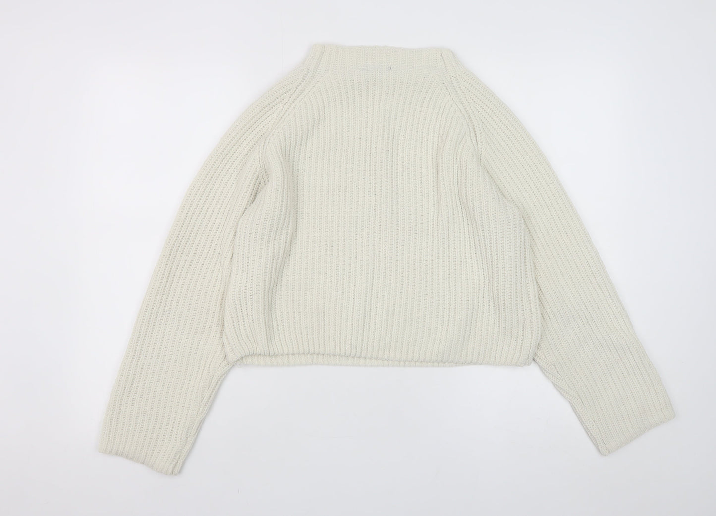 Love Tree Women Ivory Chunky-Knit High Neck Pullover Jumper M