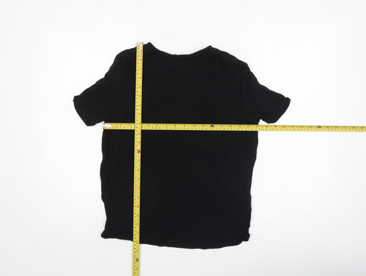 H&M Women’s Black Short Sleeve Basic Viscose Blouse UK 8