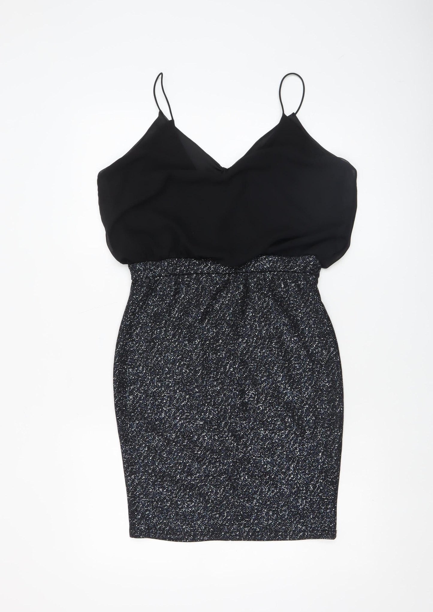 TFNC London Women’s Black Size 14 Glitter Bodycon Party Dress