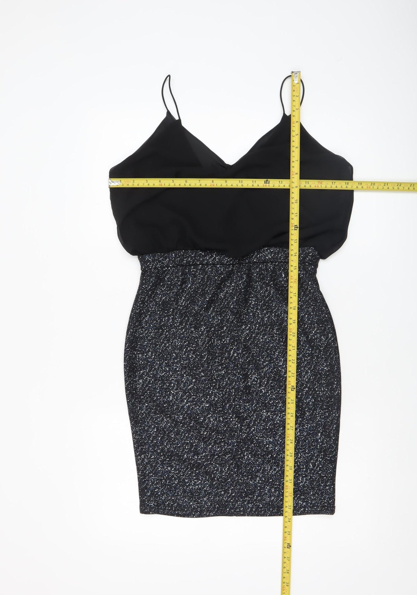 TFNC London Women’s Black Size 14 Glitter Bodycon Party Dress