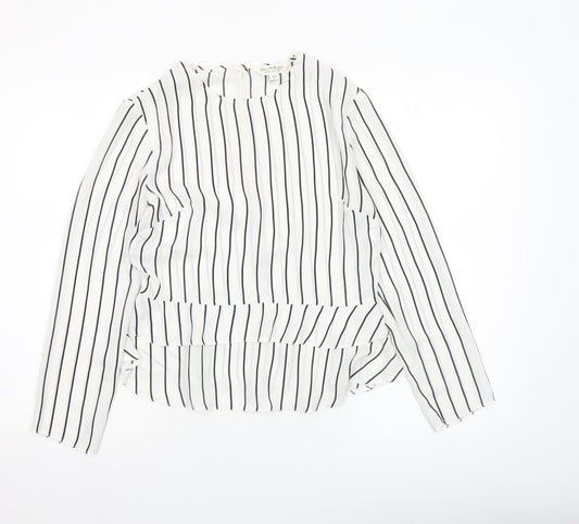 Miss Selfridge Women’s White Striped Long Sleeve Tunic Blouse Size 8