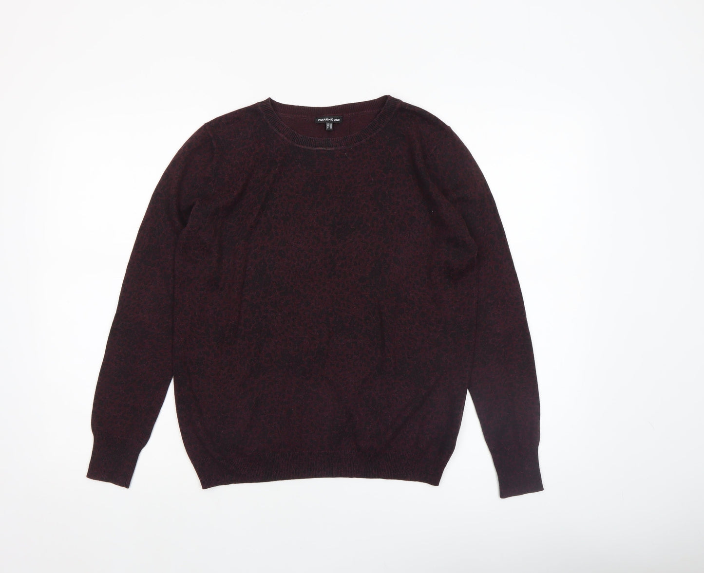 Warehouse Women Brown Animal Print Cotton Jumper Size 10