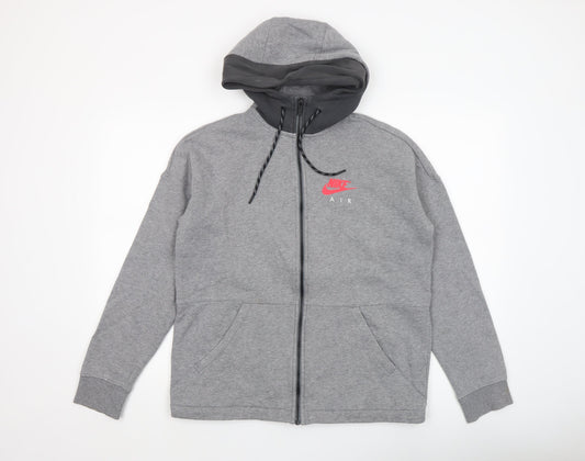 Nike Men's Grey Full Zip Hoodie Size M Sports Fleece Sweatshirt