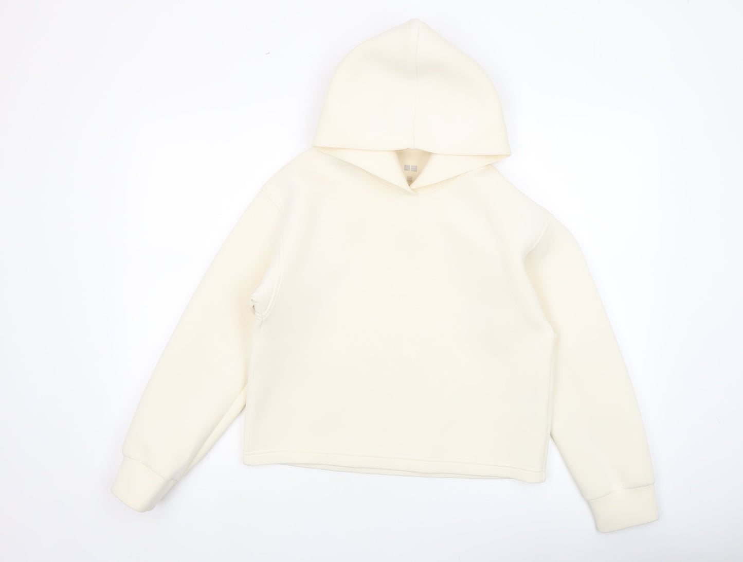 Uniqlo Women Ivory Pullover Hoodie Size S Polyester Blend