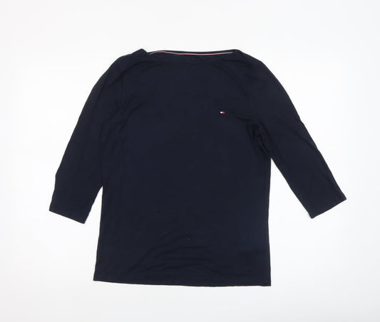 Tommy Hilfiger Women Blue L Basic Stretch 3/4 Sleeve T-Shirt