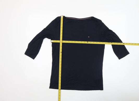 Tommy Hilfiger Women Blue L Basic Stretch 3/4 Sleeve T-Shirt