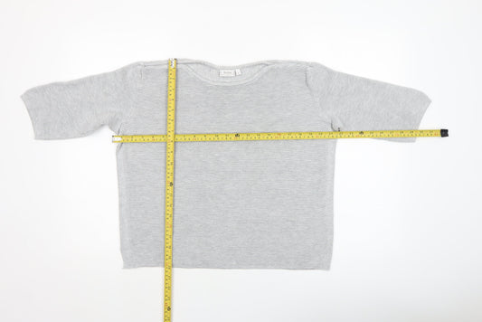 Fransa Women Grey Cotton Blend 3/4 Sleeve Pullover Jumper Size L