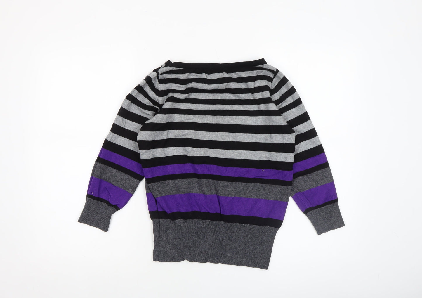 Debenhams Collection Women's Black Grey Purple Striped Jumper Size 12