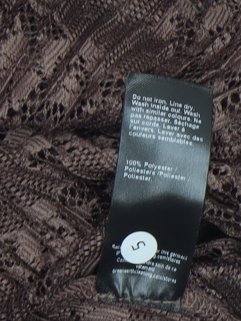 River Island Women Brown Lace Long Sleeve High Neck Blouse Size 18