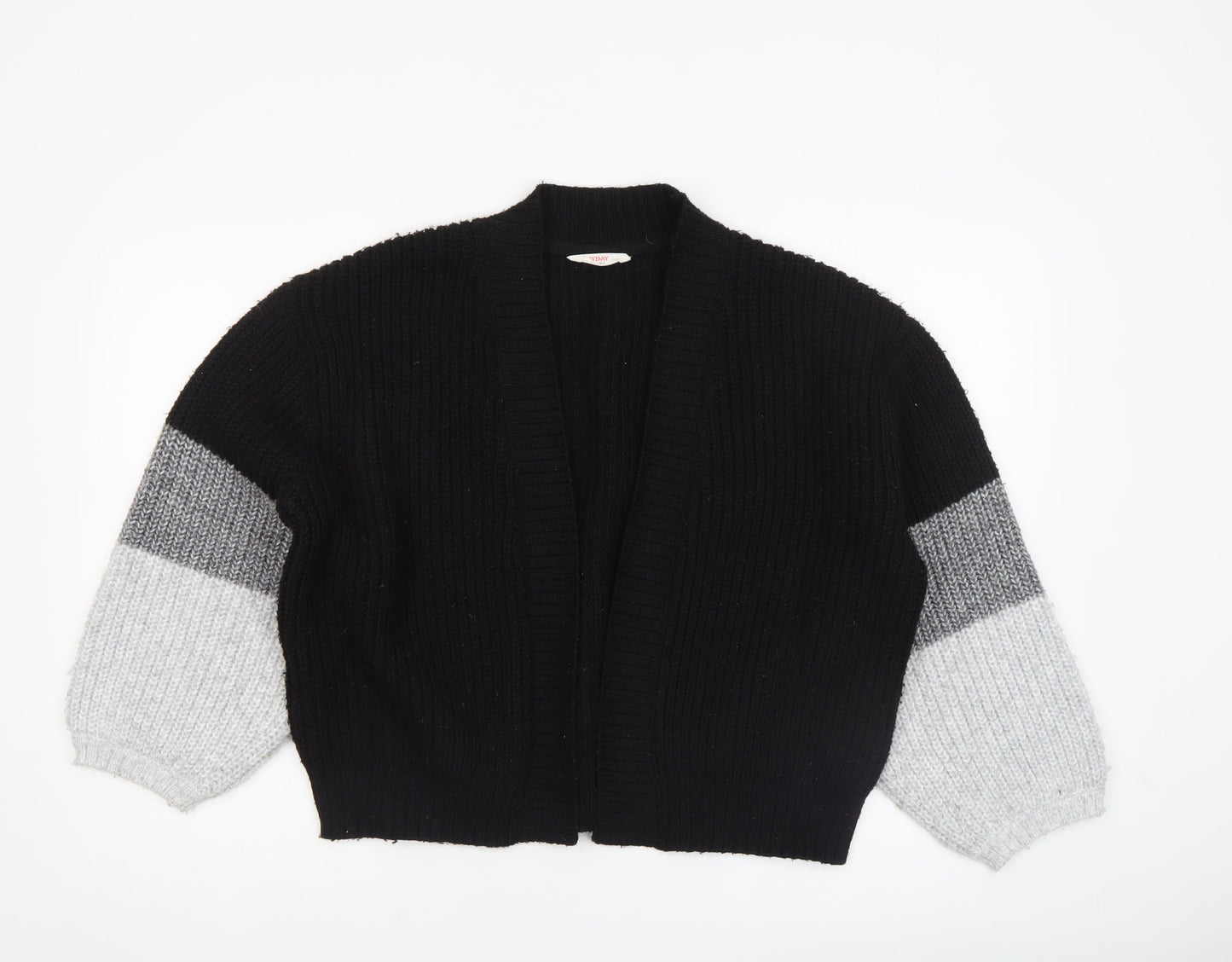 John Lewis ANYDAY Women's Black Colour Block Chunky Knit Cardigan M