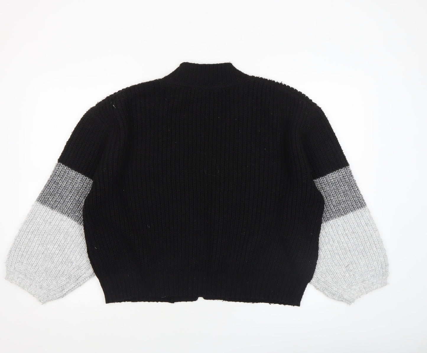 John Lewis ANYDAY Women's Black Colour Block Chunky Knit Cardigan M