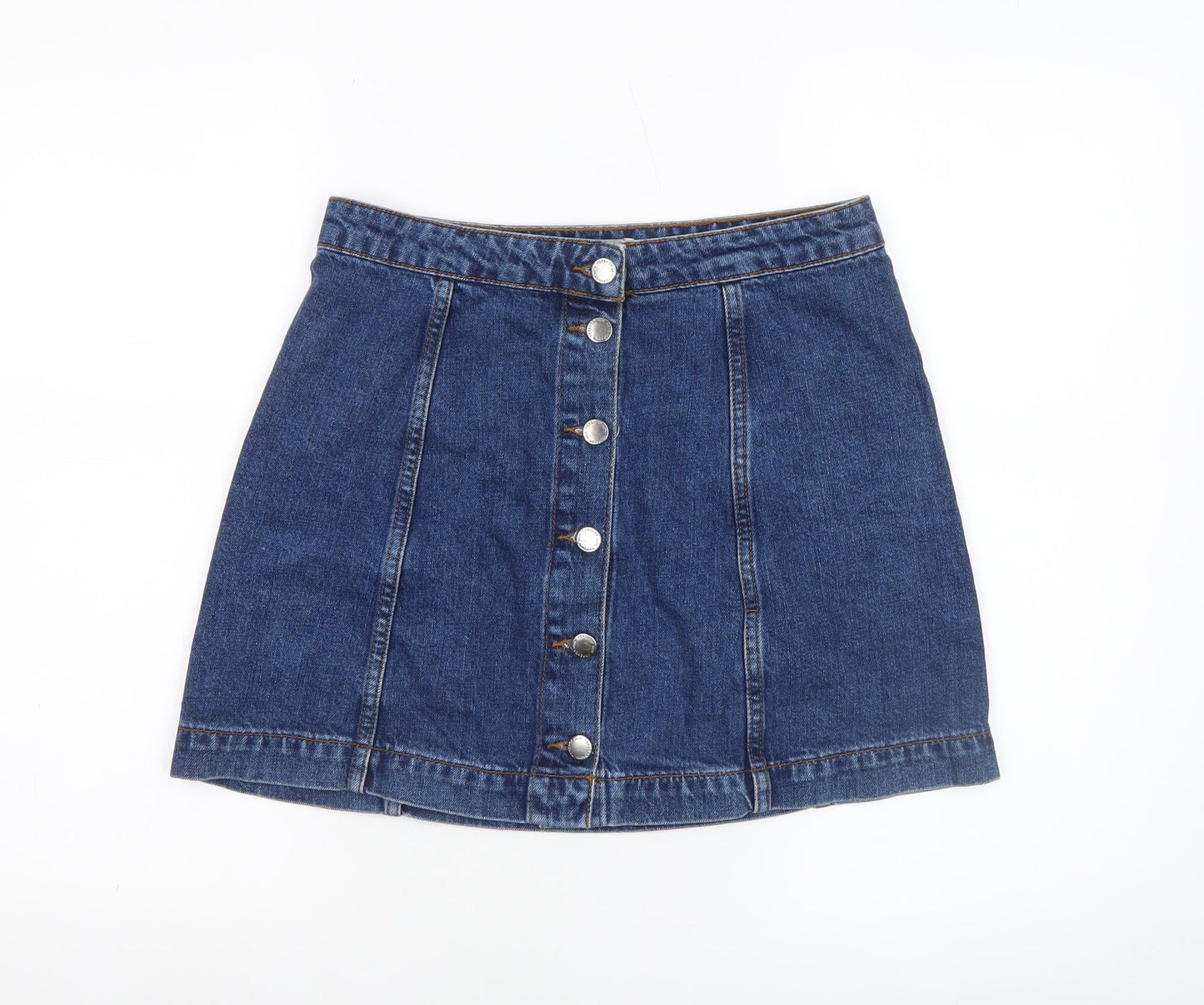 Topshop Women Blue Denim A-Line Short Skirt Size 10