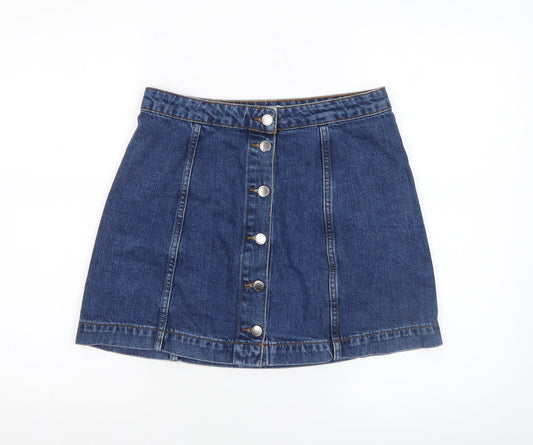 Topshop Women Blue Denim A-Line Short Skirt Size 10