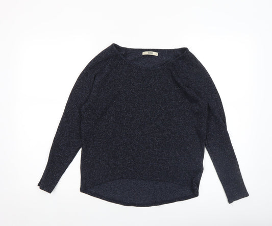 Oasis Women's Blue Metallic Knit Crew Neck Jumper Size S