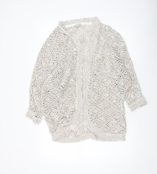 Bodyflirt Women Beige Open Knit Acrylic Cardigan Size S