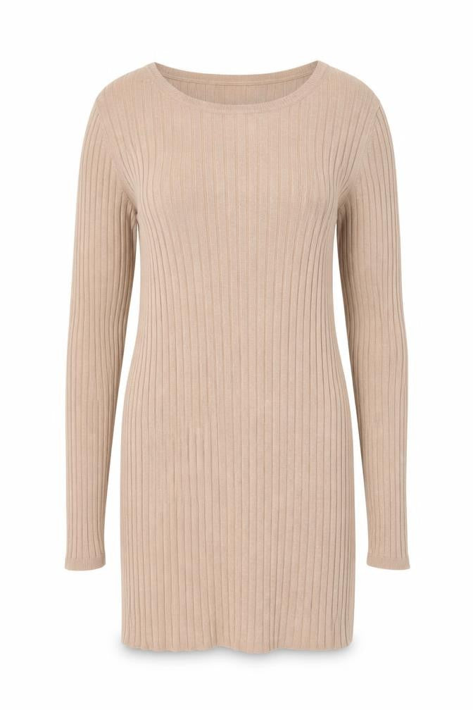 Marks and Spencer Women Beige Ribbed Tunic Jumper Size 10
