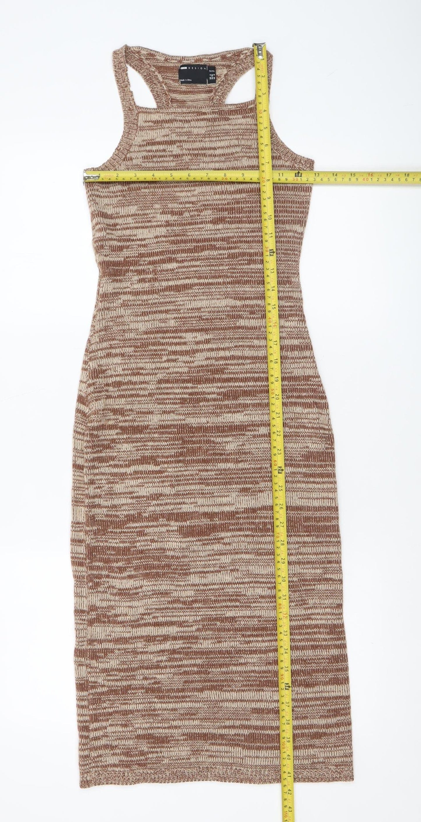 ASOS DESIGN Women’s Brown Midi Bodycon Knit Sleeveless Dress Size 4