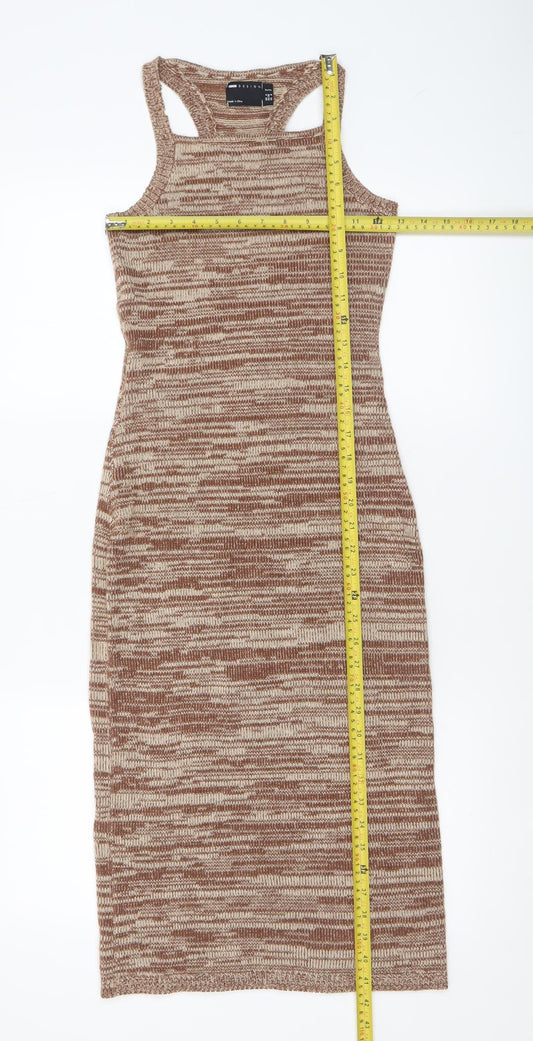 ASOS DESIGN Women’s Brown Midi Bodycon Knit Sleeveless Dress Size 4