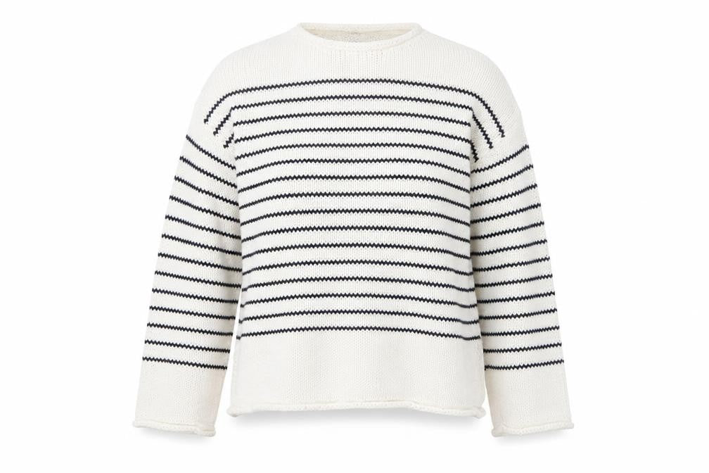 ZARA Women Ivory Striped Cotton Knit Jumper Size L